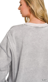 ZENANA Fleece Acid Wash Pullover, Assorted Colors