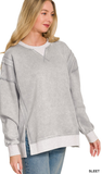 ZENANA Fleece Acid Wash Pullover, Assorted Colors