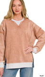 ZENANA Fleece Acid Wash Pullover, Assorted Colors