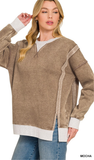 ZENANA Fleece Acid Wash Pullover, Assorted Colors