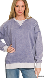ZENANA Fleece Acid Wash Pullover, Assorted Colors