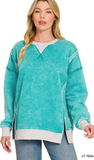 ZENANA Fleece Acid Wash Pullover, Assorted Colors