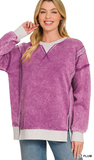 ZENANA Fleece Acid Wash Pullover, Assorted Colors