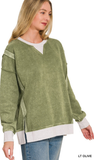 ZENANA Fleece Acid Wash Pullover, Assorted Colors