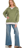 ZENANA Fleece Acid Wash Pullover, Assorted Colors