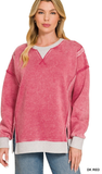 ZENANA Fleece Acid Wash Pullover, Assorted Colors