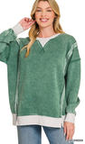 ZENANA Fleece Acid Wash Pullover, Assorted Colors