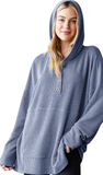 Heimish Button Down Ribbed Hoodie, Assorted Colors