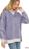 ZENANA Fleece Acid Wash Pullover, Assorted Colors