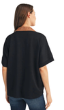JODIFL Faux Leather Contrast Top