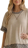 HAPTICS Leopard Thermal Color Block Reverse Seam Top