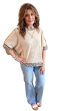 HAPTICS Leopard Thermal Color Block Reverse Seam Top
