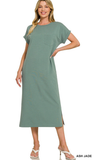 Zenana Midi Dress with Front Pocket, Assorted Colors