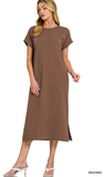 Zenana Midi Dress with Front Pocket, Assorted Colors