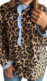 Ruffled Contrast Leopard Print Long Sleeve Top