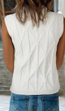 Pearled High Neck Sleeveless Knit Sweater