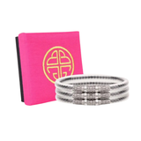 BuDha Girl, Three Queens AW Bangles Set/3 in Black Spinel