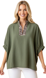 HEIMISH Textured Oversized Split Neck Top
