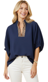 HEIMISH Textured Oversized Split Neck Top