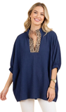 HEIMISH Textured Oversized Split Neck Top