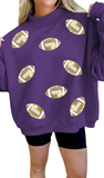 LDC Game Day Sequin Football Sweatshirt in Purple