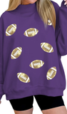 LDC Game Day Sequin Football Sweatshirt in Purple