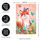 ‘Fox and Wildflowers Applique’ Decorative Flag