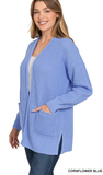 Zenana Waffle Open Cardigan Sweater, Assorted Colors