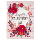 ‘Floral Happy Valentine’s Day Applique’ Decorative Flag