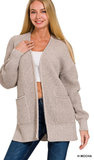 Zenana Waffle Open Cardigan Sweater, Assorted Colors