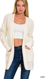 Zenana Waffle Open Cardigan Sweater, Assorted Colors