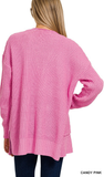 Zenana Waffle Open Cardigan Sweater, Assorted Colors