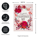 ‘Floral Happy Valentine’s Day Applique’ Decorative Flag