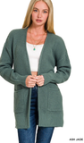 Zenana Waffle Open Cardigan Sweater, Assorted Colors