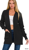 Zenana Waffle Open Cardigan Sweater, Assorted Colors