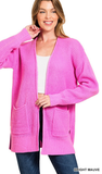 Zenana Waffle Open Cardigan Sweater, Assorted Colors