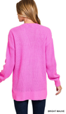 Zenana Waffle Open Cardigan Sweater, Assorted Colors