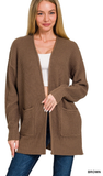 Zenana Waffle Open Cardigan Sweater, Assorted Colors