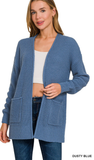 Zenana Waffle Open Cardigan Sweater, Assorted Colors