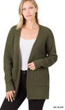 Zenana Waffle Open Cardigan Sweater, Assorted Colors