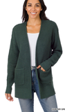 Zenana Waffle Open Cardigan Sweater, Assorted Colors