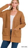 Zenana Waffle Open Cardigan Sweater, Assorted Colors