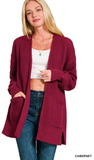 Zenana Waffle Open Cardigan Sweater, Assorted Colors
