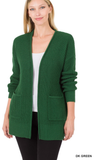 Zenana Waffle Open Cardigan Sweater, Assorted Colors