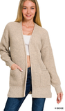 Zenana Waffle Open Cardigan Sweater, Assorted Colors