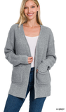 Zenana Waffle Open Cardigan Sweater, Assorted Colors