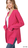 Zenana Waffle Open Cardigan Sweater, Assorted Colors