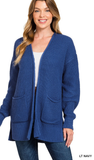 Zenana Waffle Open Cardigan Sweater, Assorted Colors