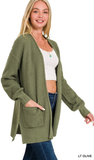 Zenana Waffle Open Cardigan Sweater, Assorted Colors