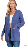 Zenana Waffle Open Cardigan Sweater, Assorted Colors